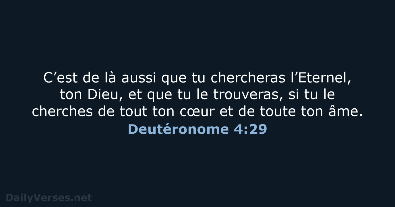 C’est de là aussi que tu chercheras l’Eternel, ton Dieu, et que… Deutéronome 4:29