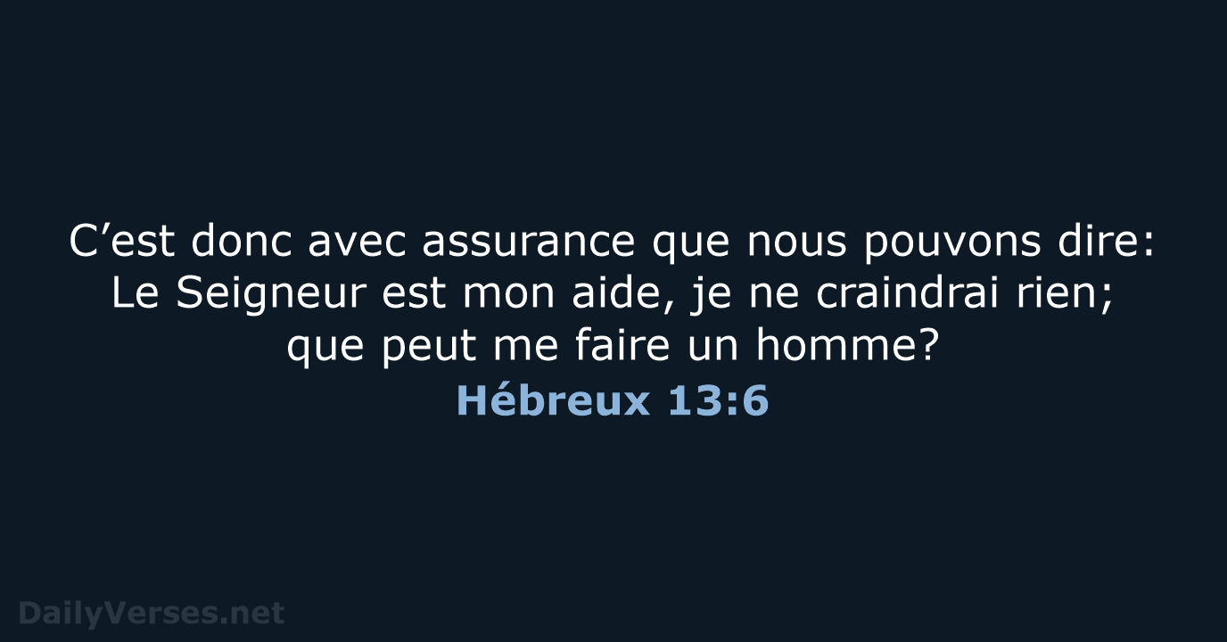 Hébreux 13:6 - NEG79
