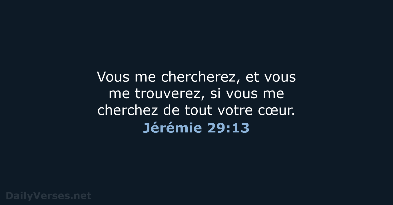 Vous me chercherez, et vous me trouverez, si vous me cherchez de… Jérémie 29:13