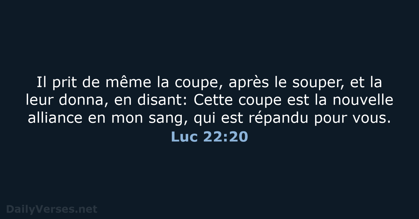 Il prit de même la coupe, après le souper, et la leur… Luc 22:20