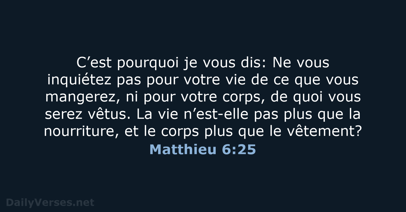 Matthieu 6:25 - NEG79