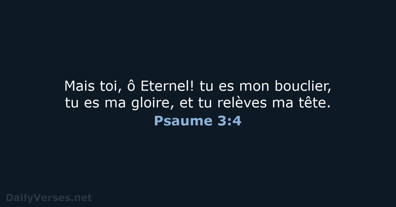 Mais toi, ô Eternel! tu es mon bouclier, tu es ma gloire… Psaume 3:4