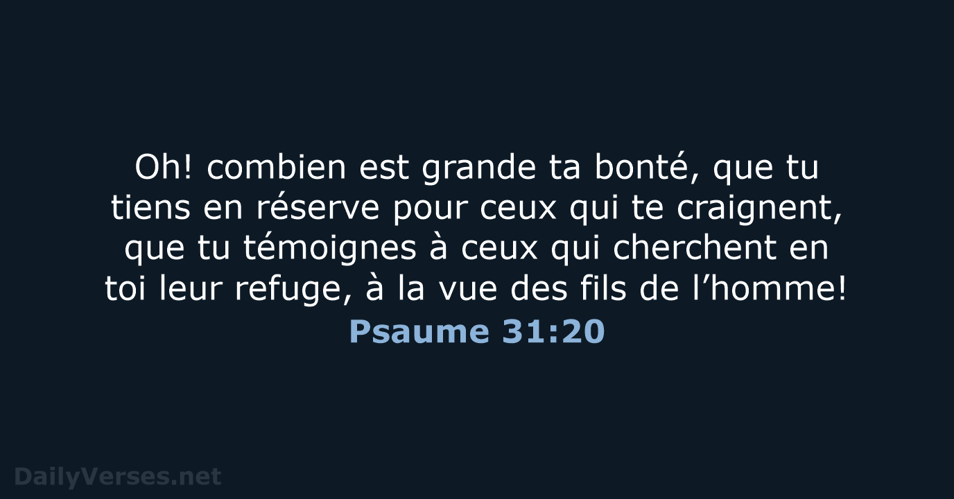 Psaume 31:20 - NEG79