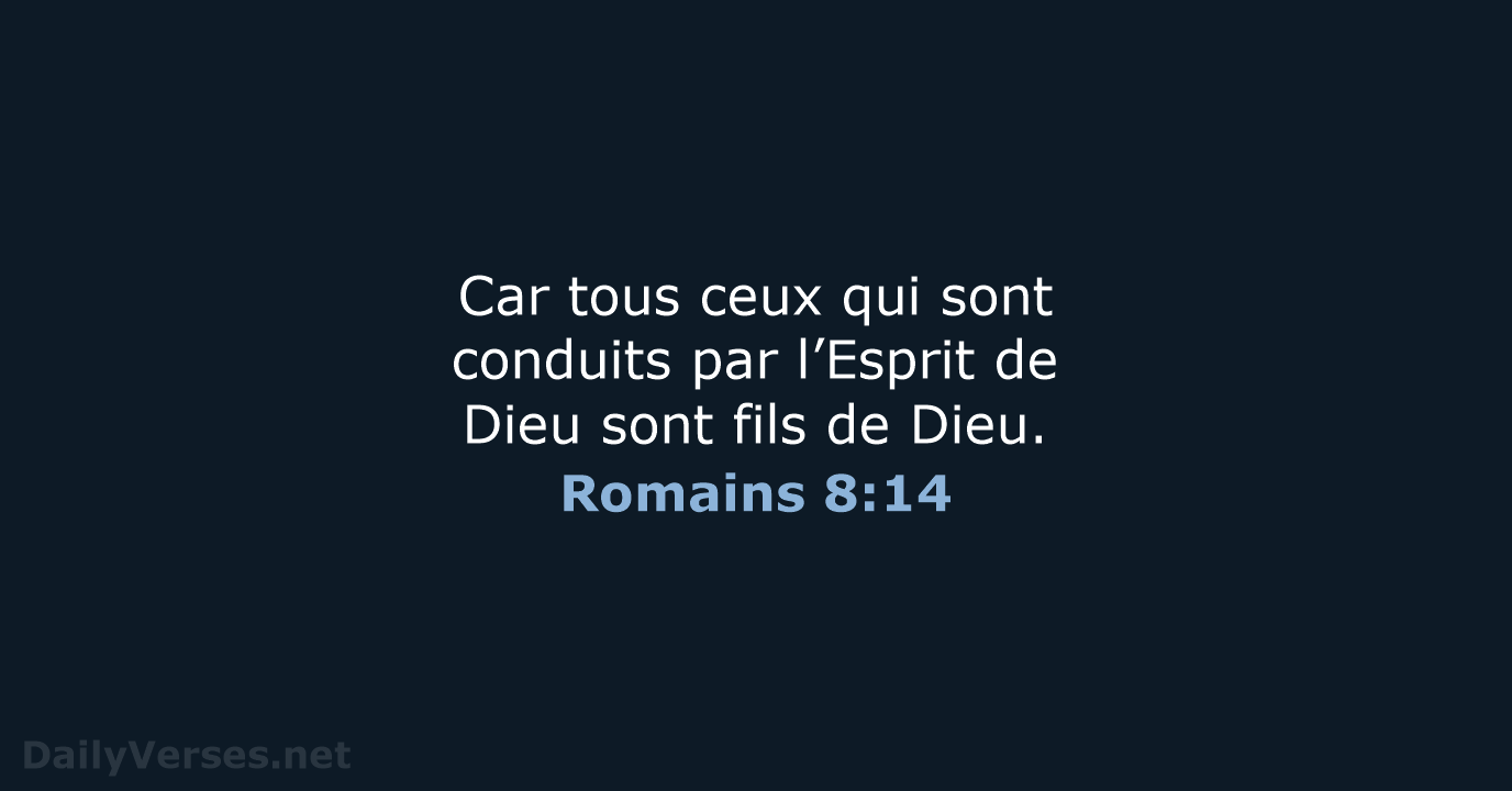 Car tous ceux qui sont conduits par l’Esprit de Dieu sont fils de Dieu. Romains 8:14