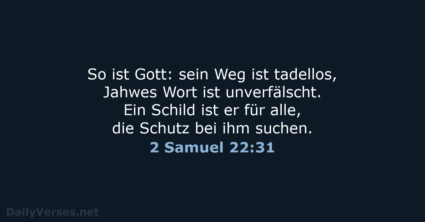 Ja, Gott - sein Weg ist tadellos, Jahwes Wort ist unverfälscht. Ein… 2 Samuel 22:31