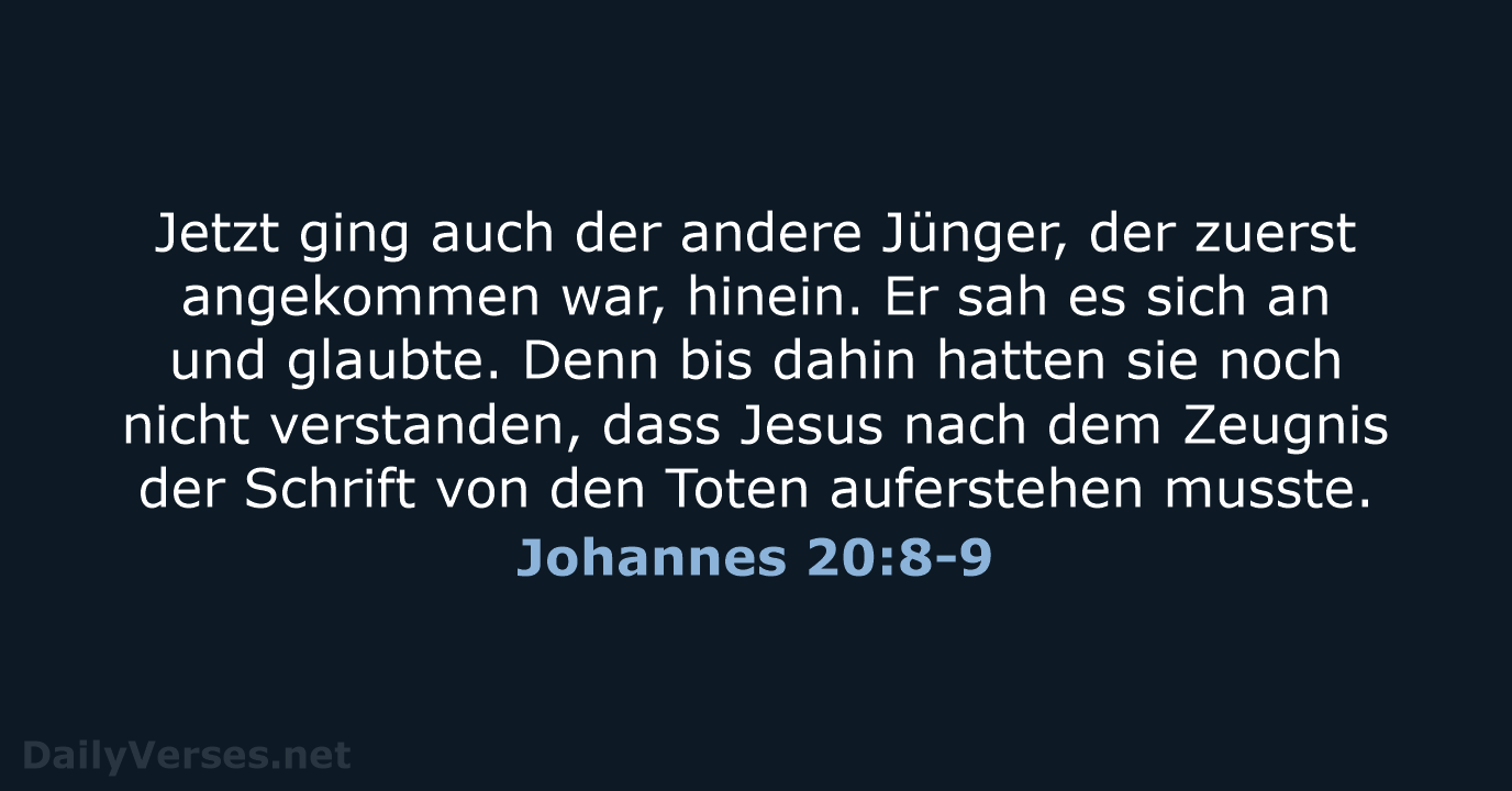 Johannes 20:8-9 - NeÜ