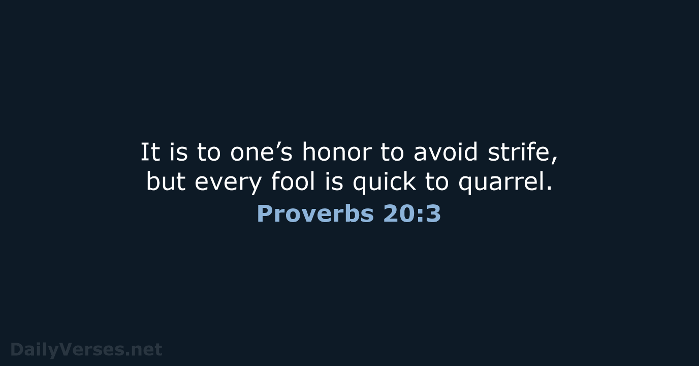 Proverbs 20:3 - NIV