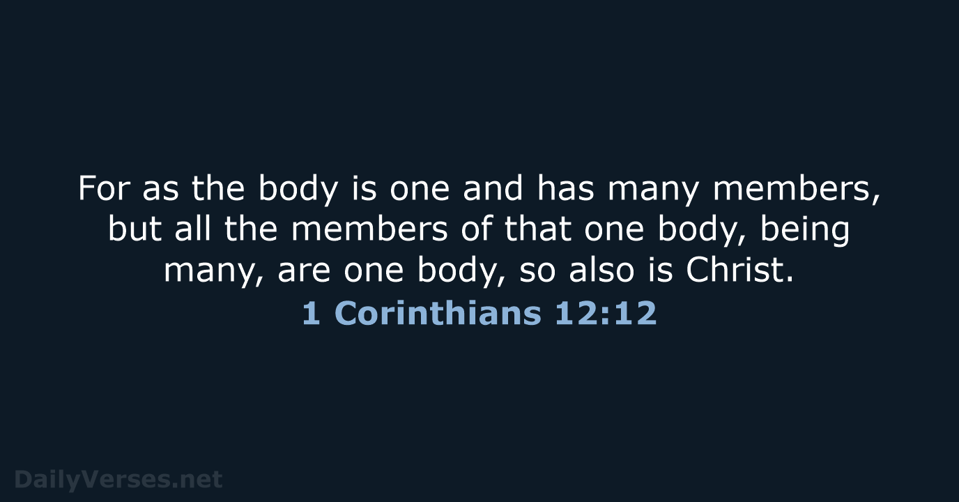 For as the body is one and has many members, but all… 1 Corinthians 12:12