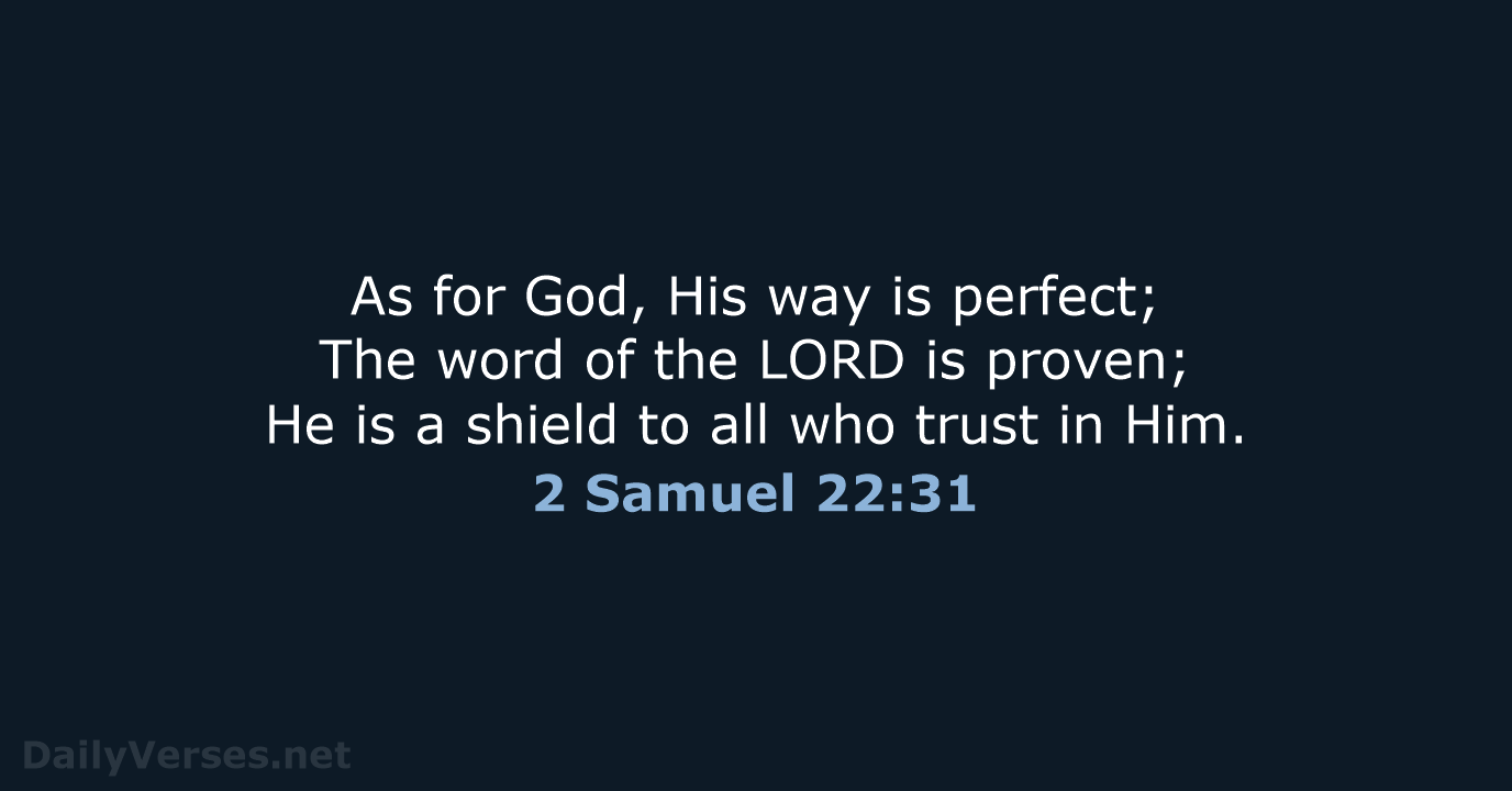 As for God, His way is perfect; The word of the LORD… 2 Samuel 22:31
