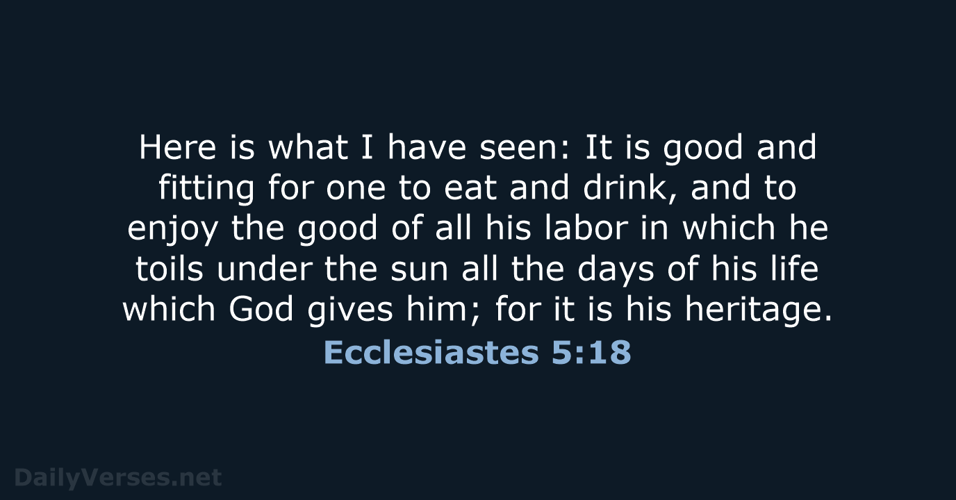 Ecclesiastes 5:18 - NKJV