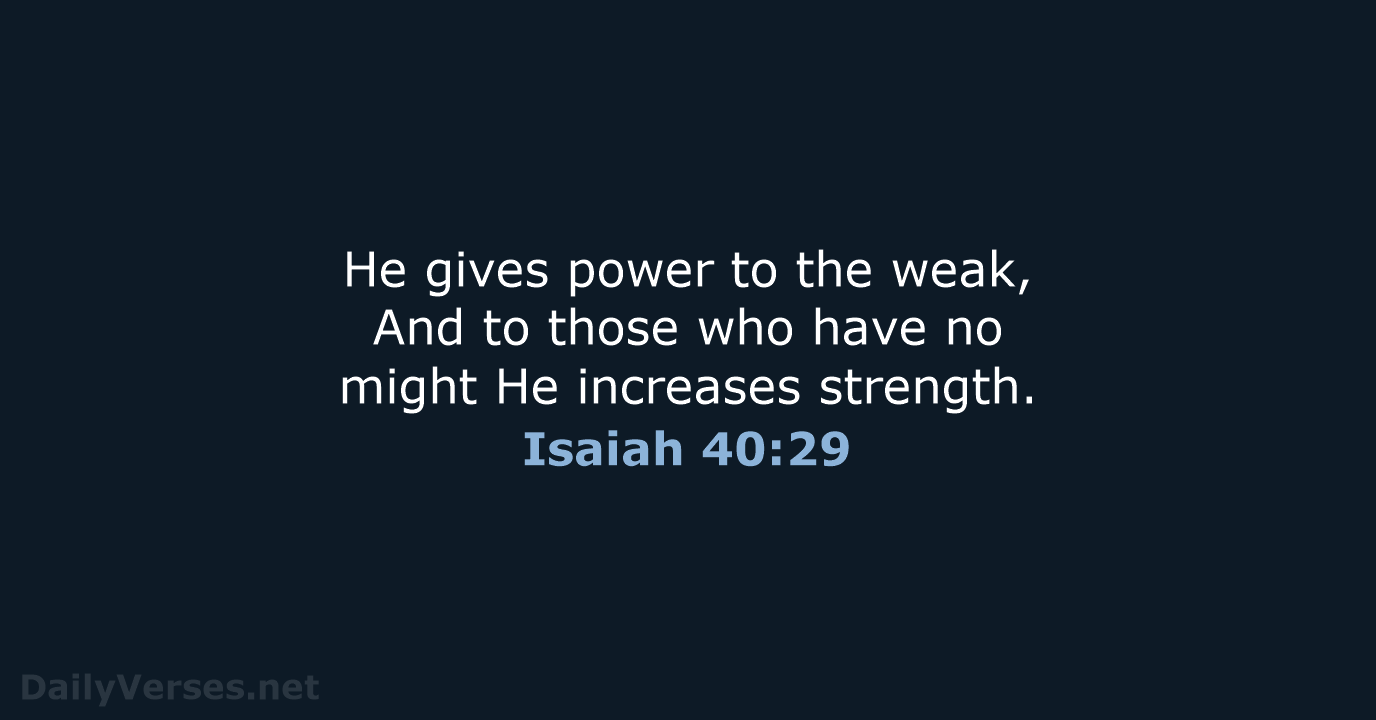 He gives power to the weak, And to those who have no… Isaiah 40:29