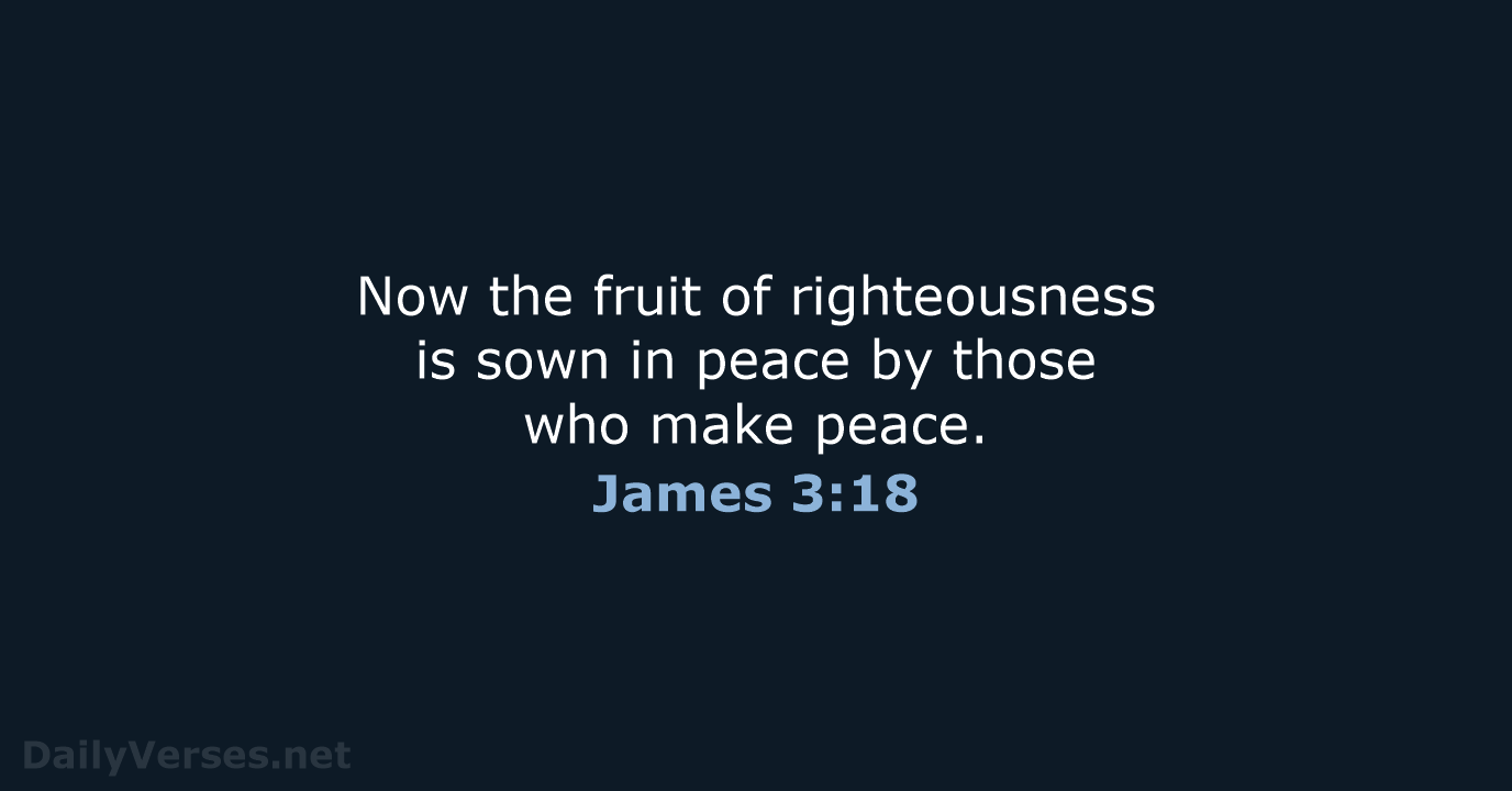 Now the fruit of righteousness is sown in peace by those who make peace. James 3:18