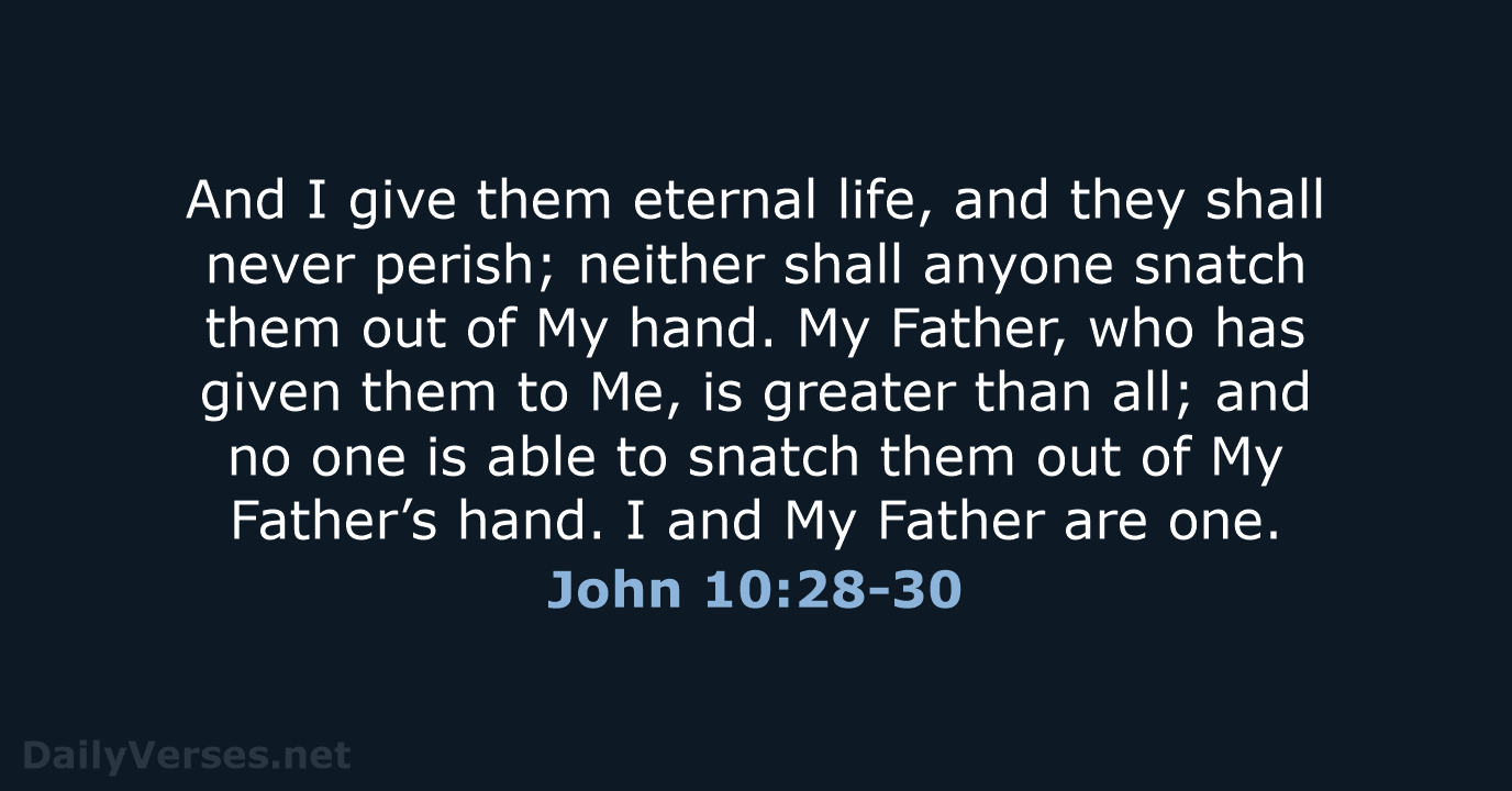 And I give them eternal life, and they shall never perish; neither… John 10:28-30