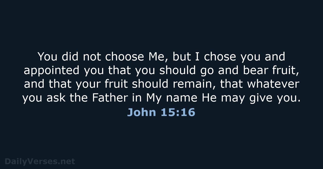 You did not choose Me, but I chose you and appointed you… John 15:16