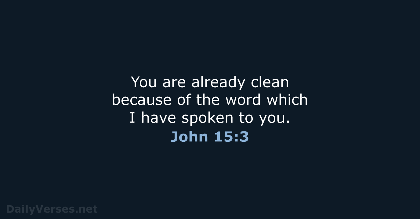 You are already clean because of the word which I have spoken to you. John 15:3