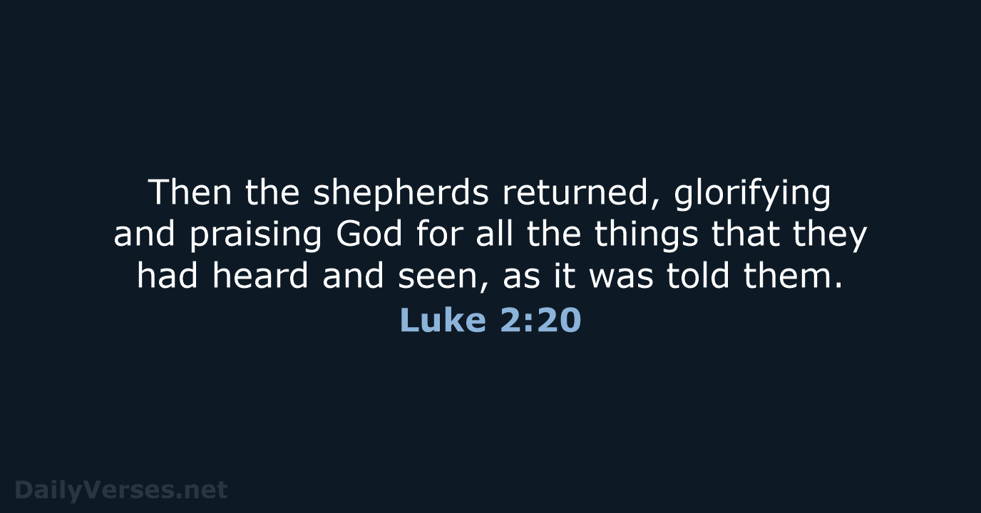 Then the shepherds returned, glorifying and praising God for all the things… Luke 2:20