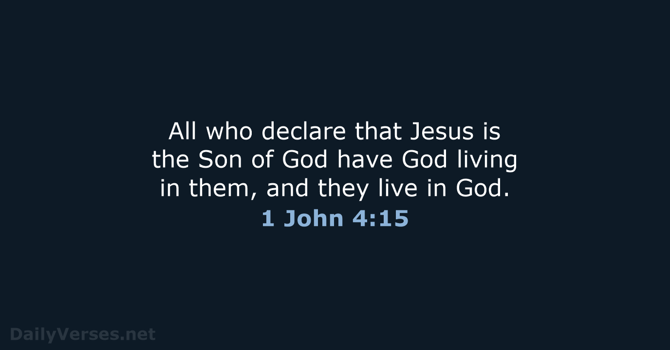 All who declare that Jesus is the Son of God have God… 1 John 4:15