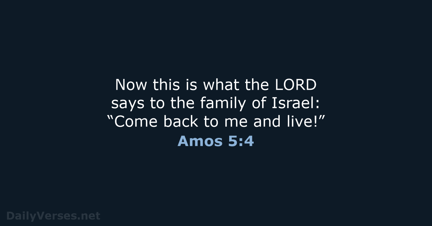 Now this is what the LORD says to the family of Israel:… Amos 5:4