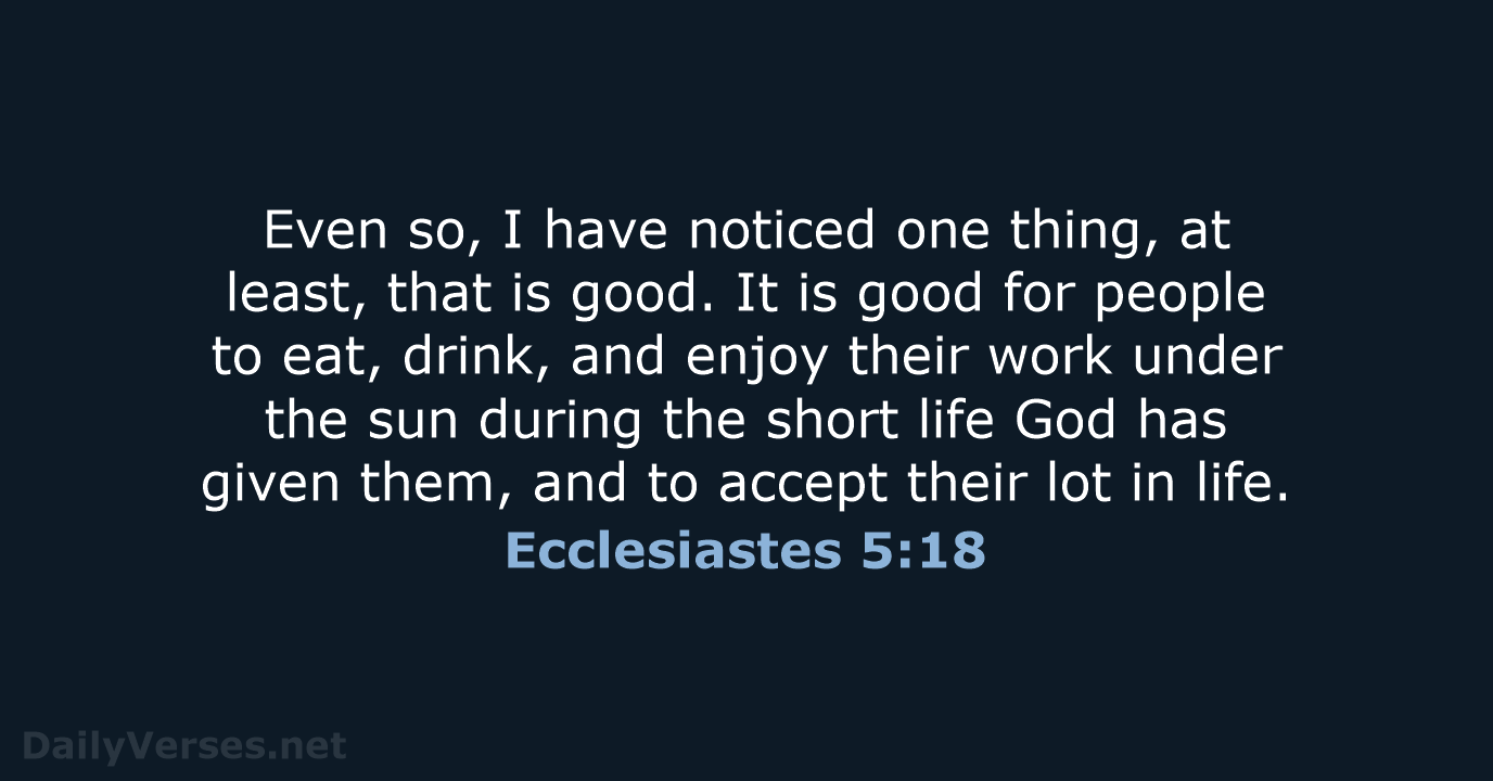 Ecclesiastes 5:18 - NLT