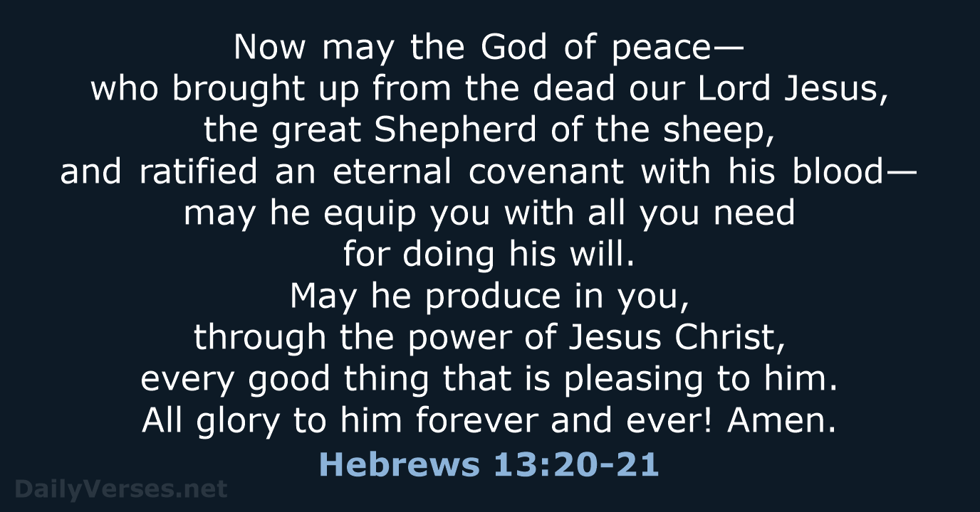 Hebrews 13 20 21 Bible Verse NLT DailyVerses