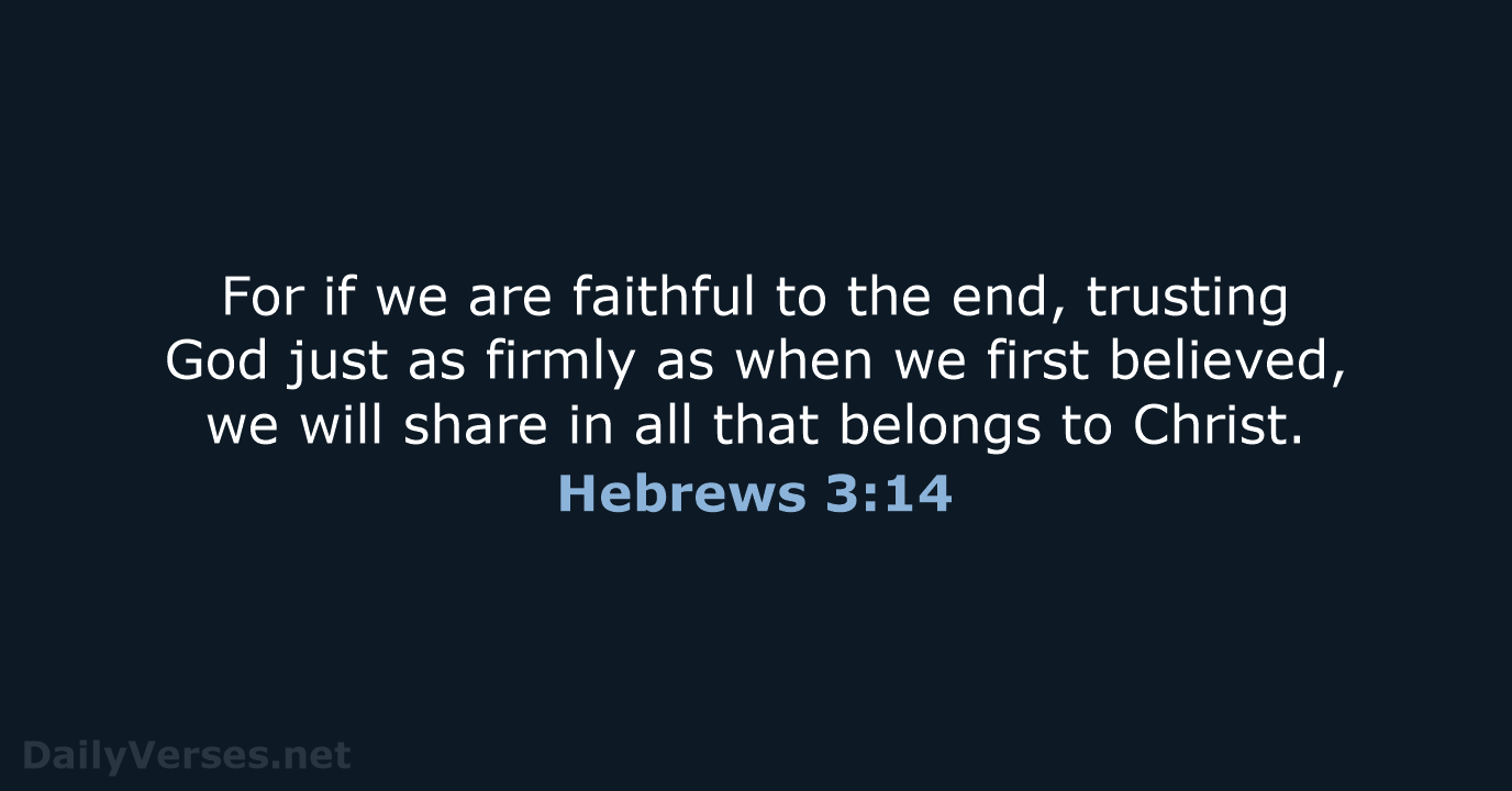 Hebrews 3:14 - NLT