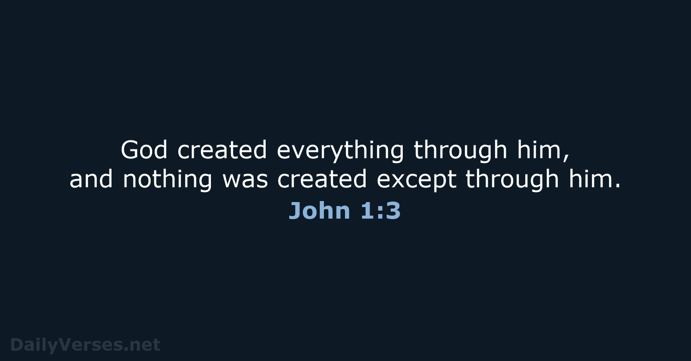 God created everything through him, and nothing was created except through him. John 1:3