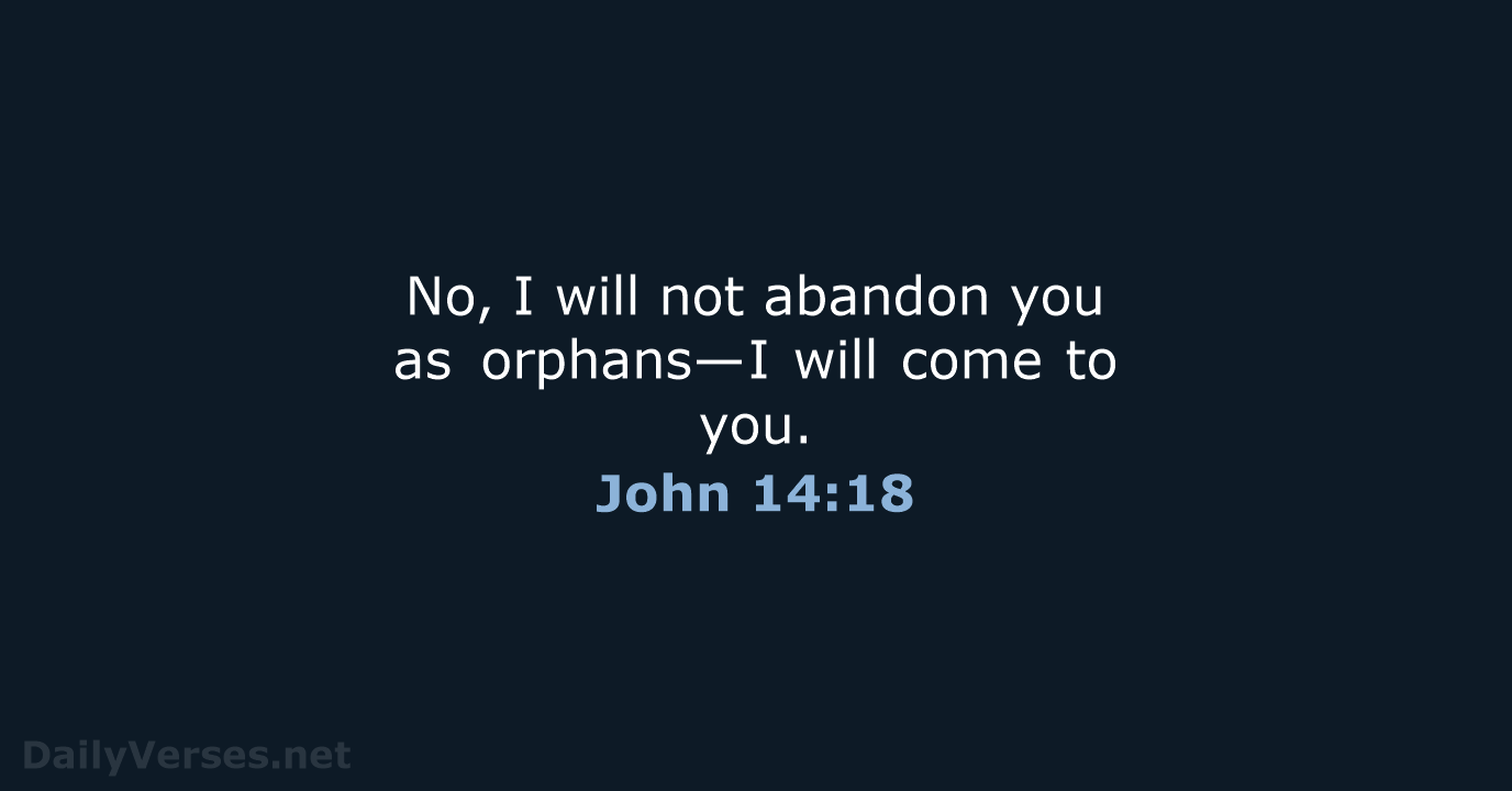 No, I will not abandon you as orphans—I will come to you. John 14:18