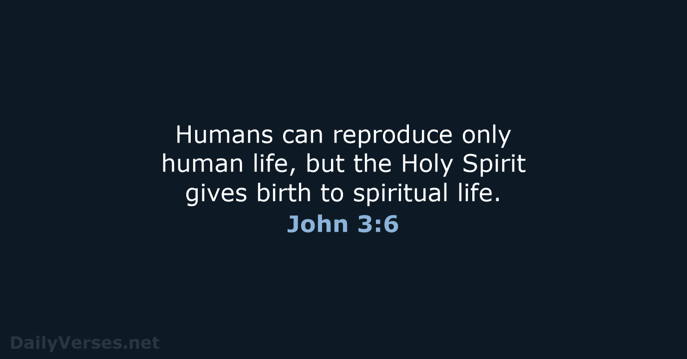 Humans can reproduce only human life, but the Holy Spirit gives birth… John 3:6
