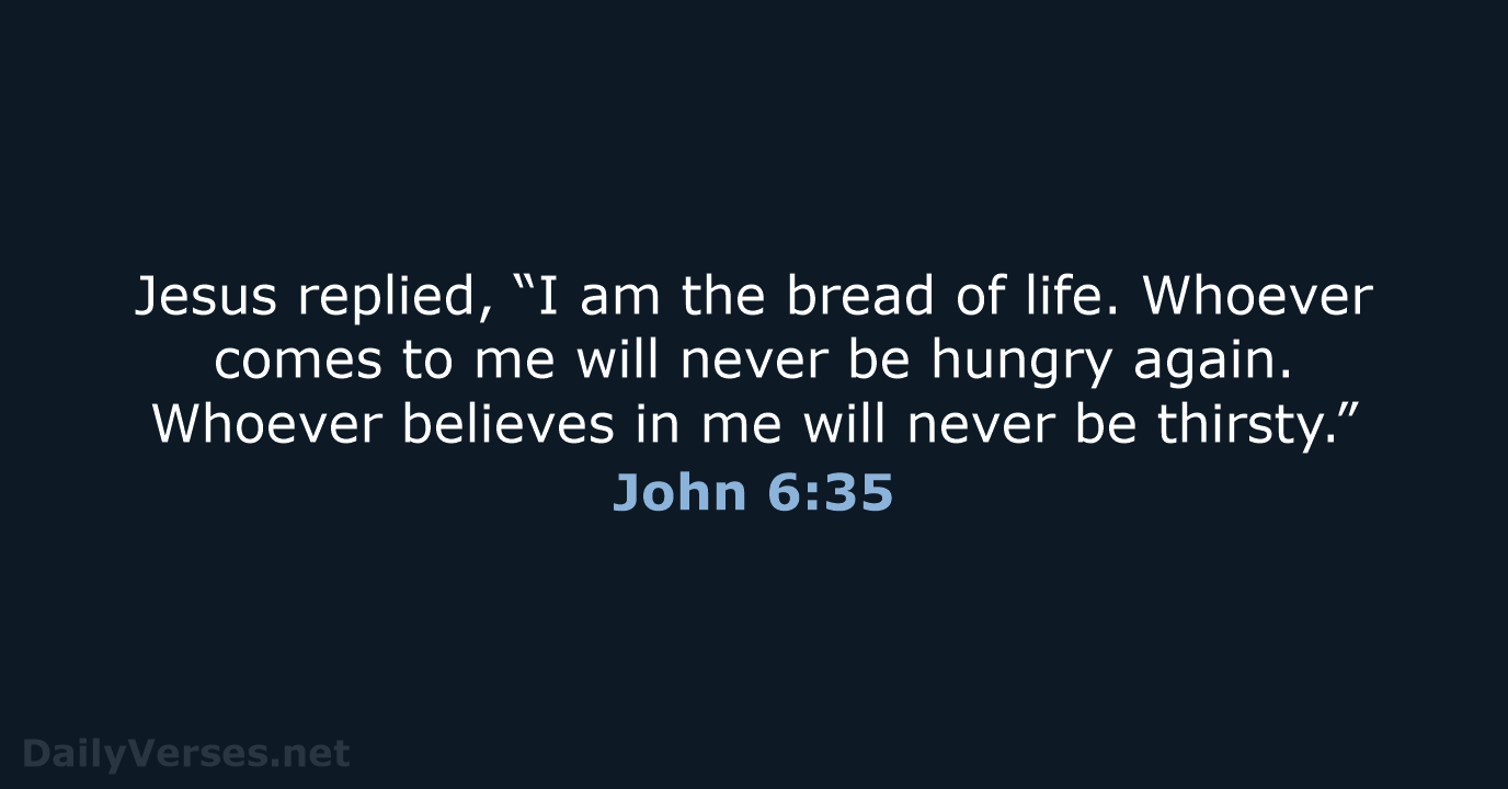 Jesus replied, “I am the bread of life. Whoever comes to me… John 6:35