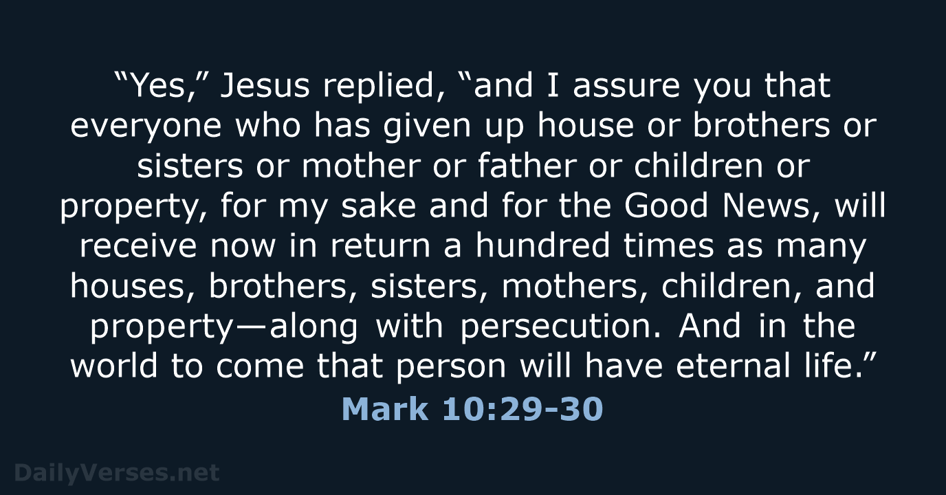 Mark 10 29 30 Bible Verse NLT DailyVerses