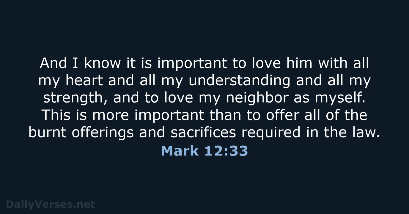 And I know it is important to love him with all my… Mark 12:33