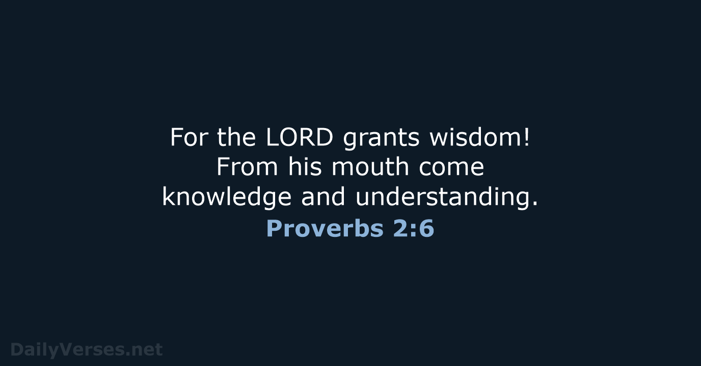 For the LORD grants wisdom! From his mouth come knowledge and understanding. Proverbs 2:6
