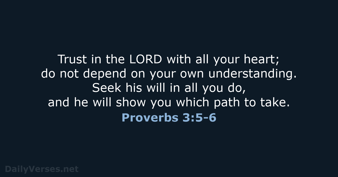 Trust in the LORD with all your heart; do not depend on… Proverbs 3:5-6