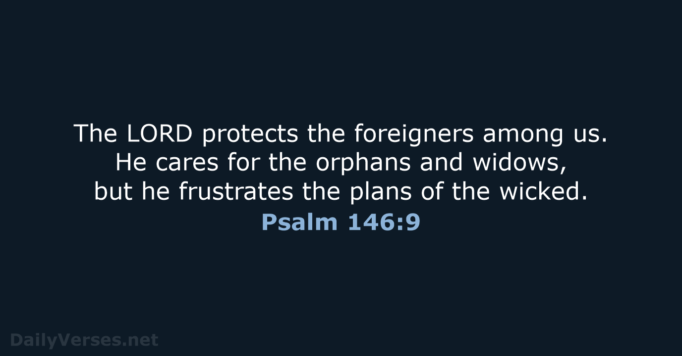 The LORD protects the foreigners among us. He cares for the orphans… Psalm 146:9