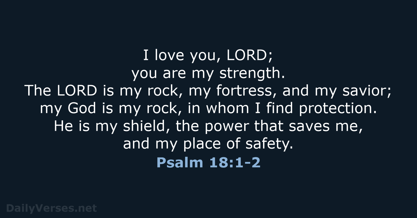I love you, LORD; you are my strength. The LORD is my… Psalm 18:1-2