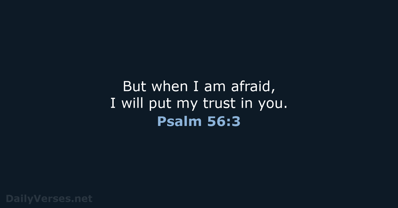 But when I am afraid, I will put my trust in you. Psalm 56:3