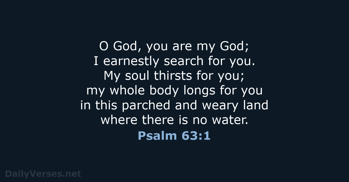O God, you are my God; I earnestly search for you. My… Psalm 63:1