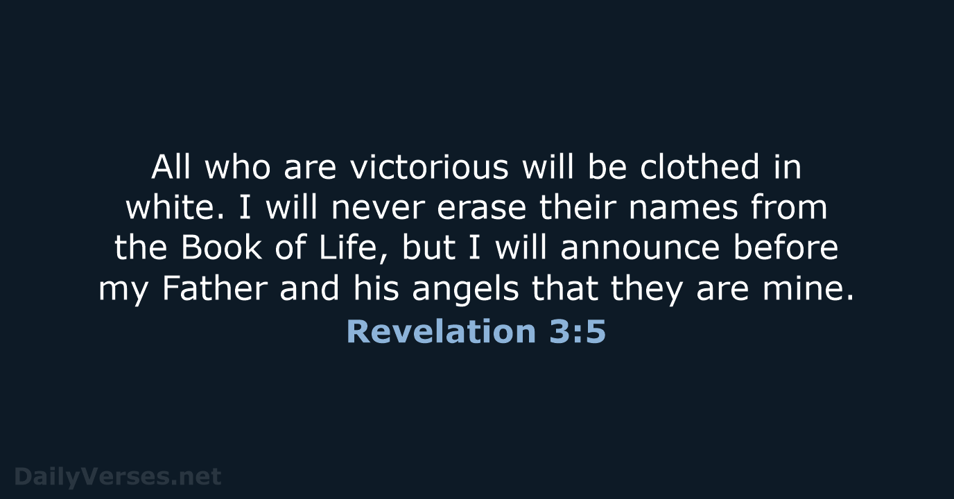 April 30, 2022 - Bible verse of the day (NLT) - Revelation 3:5 ...