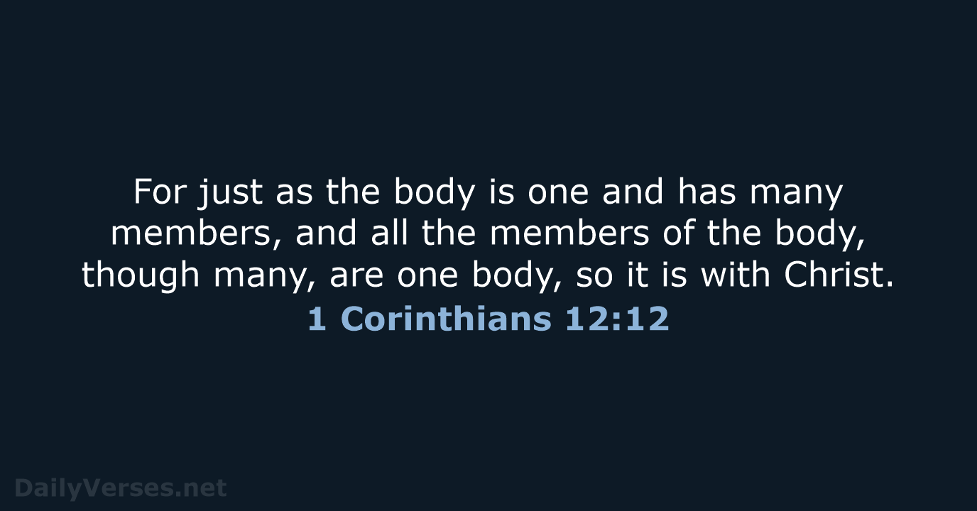For just as the body is one and has many members, and… 1 Corinthians 12:12