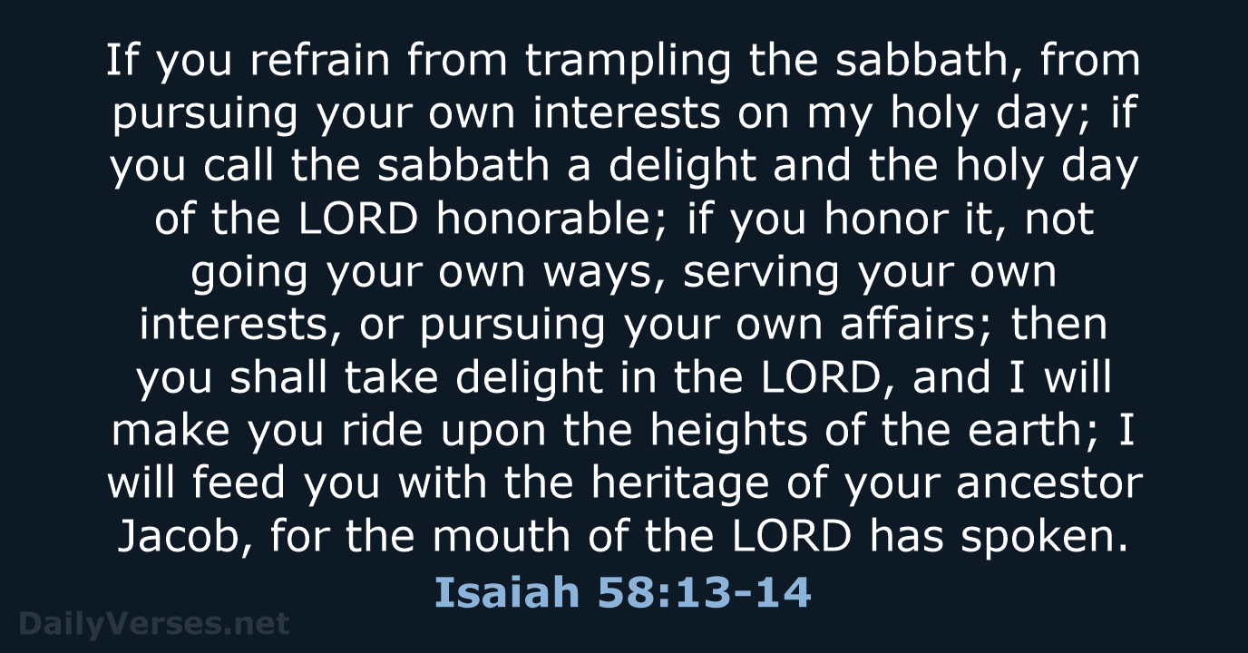 Isaiah 58:13-14 - NRSV