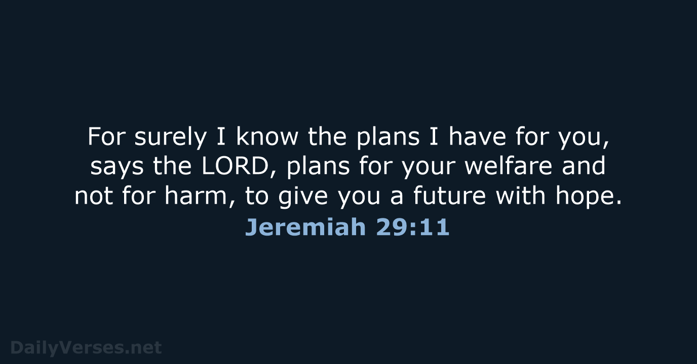 For surely I know the plans I have for you, says the… Jeremiah 29:11