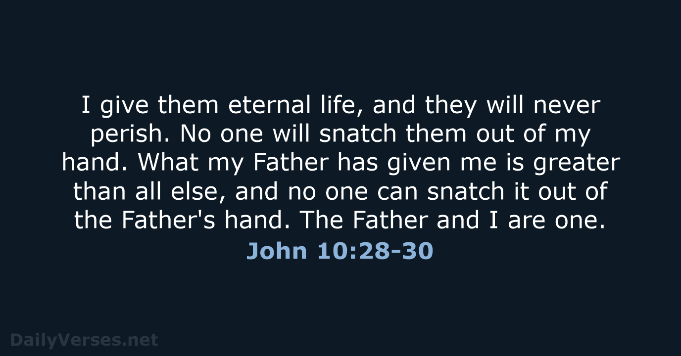 I give them eternal life, and they will never perish. No one… John 10:28-30
