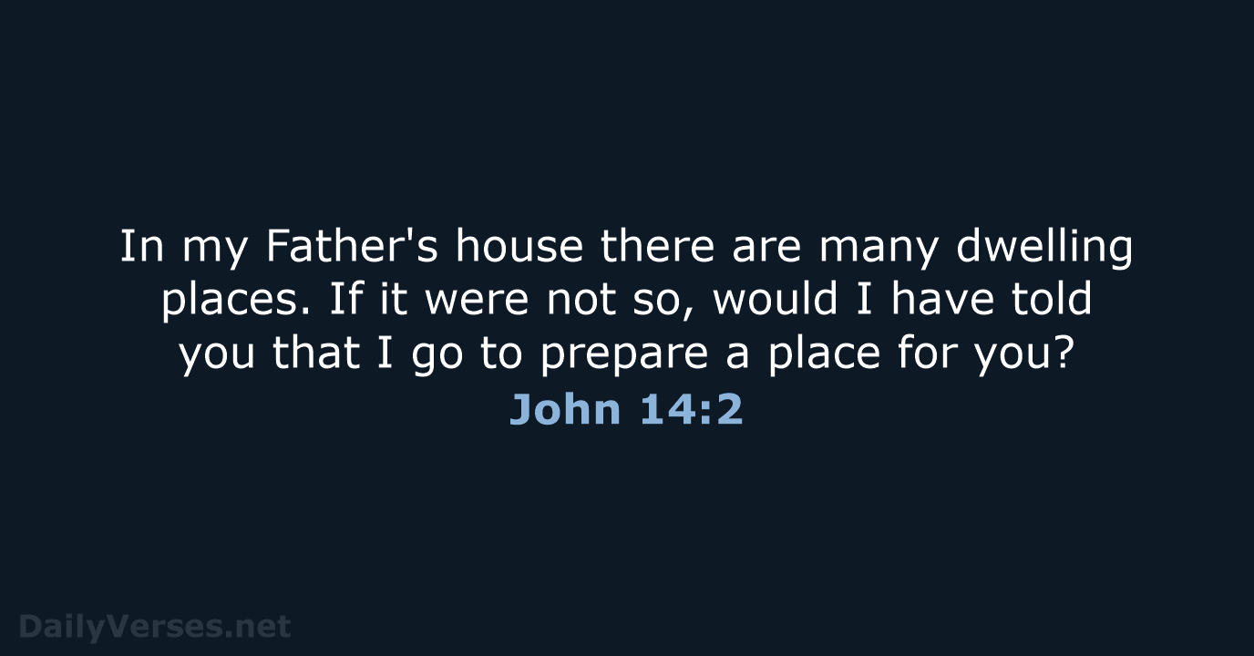 In my Father's house there are many dwelling places. If it were… John 14:2
