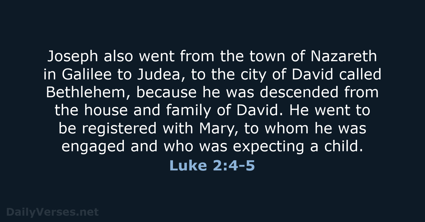 Joseph also went from the town of Nazareth in Galilee to Judea… Luke 2:4-5