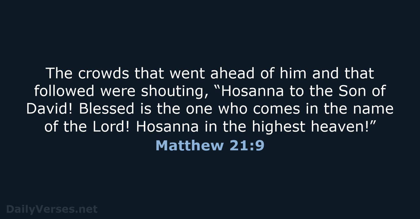 The crowds that went ahead of him and that followed were shouting… Matthew 21:9
