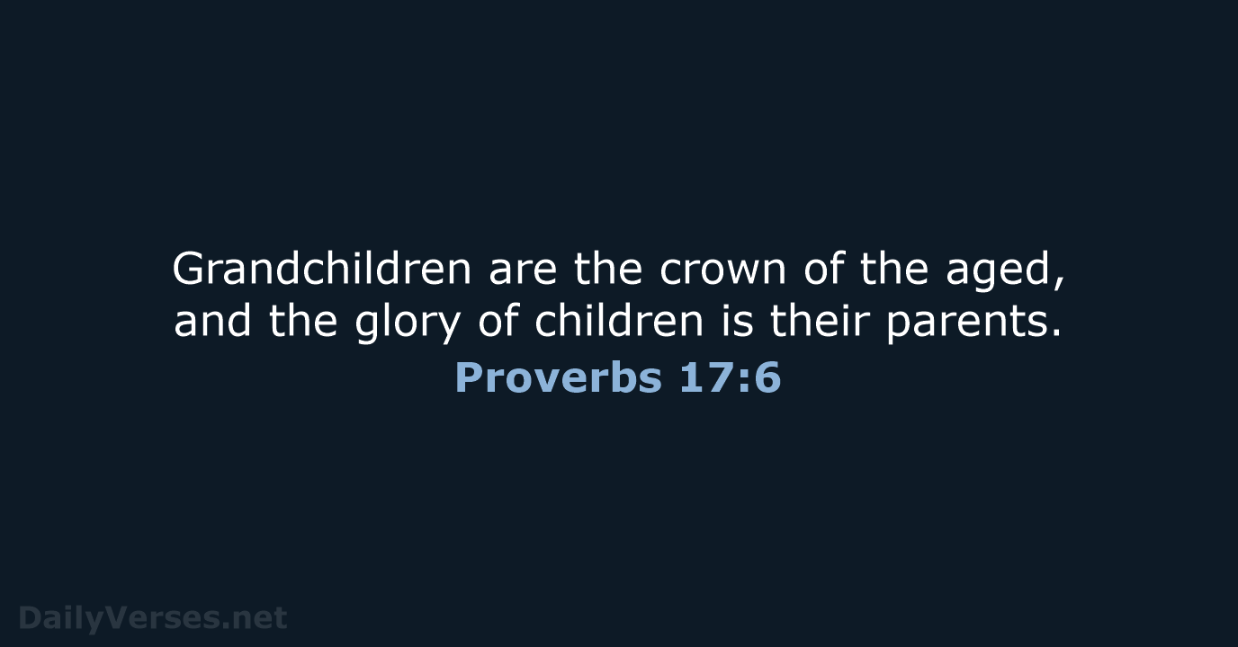 Grandchildren are the crown of the aged, and the glory of children… Proverbs 17:6