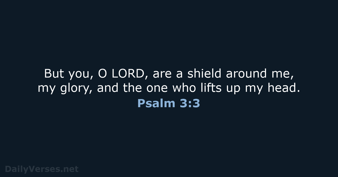 But you, O LORD, are a shield around me, my glory, and… Psalm 3:3