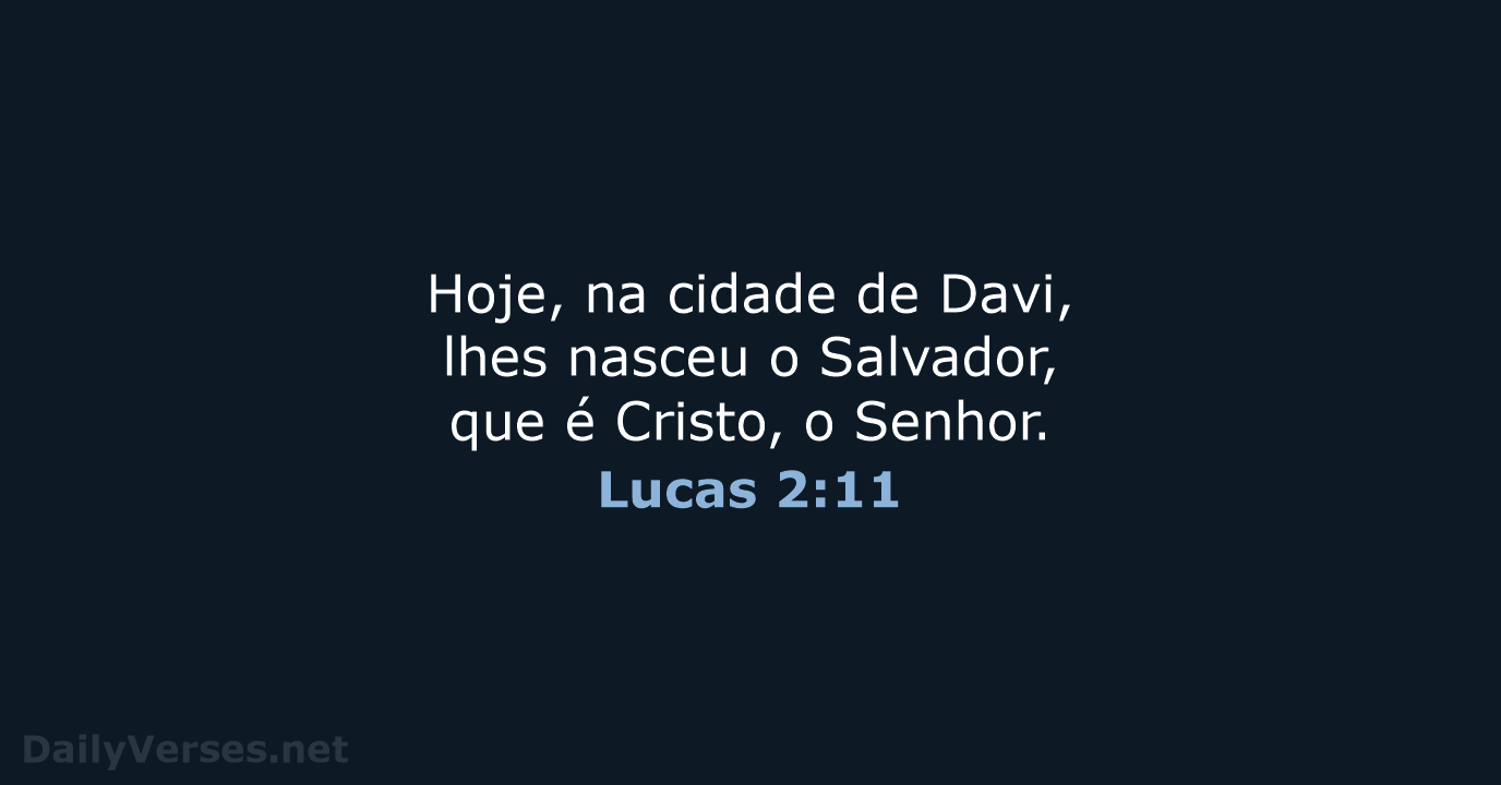 Hoje, na cidade de Davi, lhes nasceu o Salvador, que é Cristo, o Senhor. Lucas 2:11