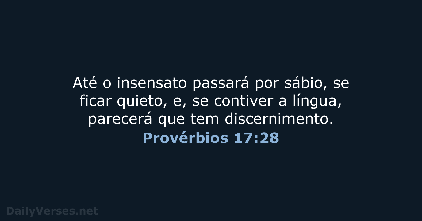 Provérbios 17:28 - NVI