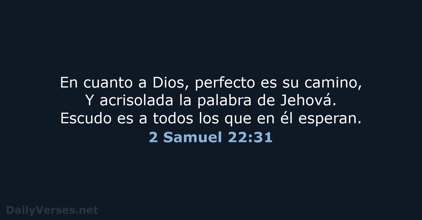 En cuanto a Dios, perfecto es su camino, Y acrisolada la palabra… 2 Samuel 22:31